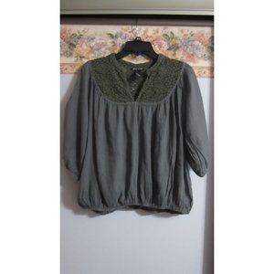 Lucky Brand Medium Green Crochet Flowy Boho Oversized Top
